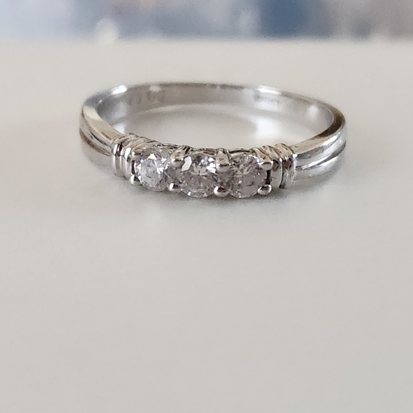 3 Stone Diamonique Band Ring - Picture 2 of 7